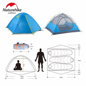 Naturehike Double Door Waterproof Beach Tent Double Layer NH Outdoor One Bedroom Camping 2 Colors - SportZone.co.nz