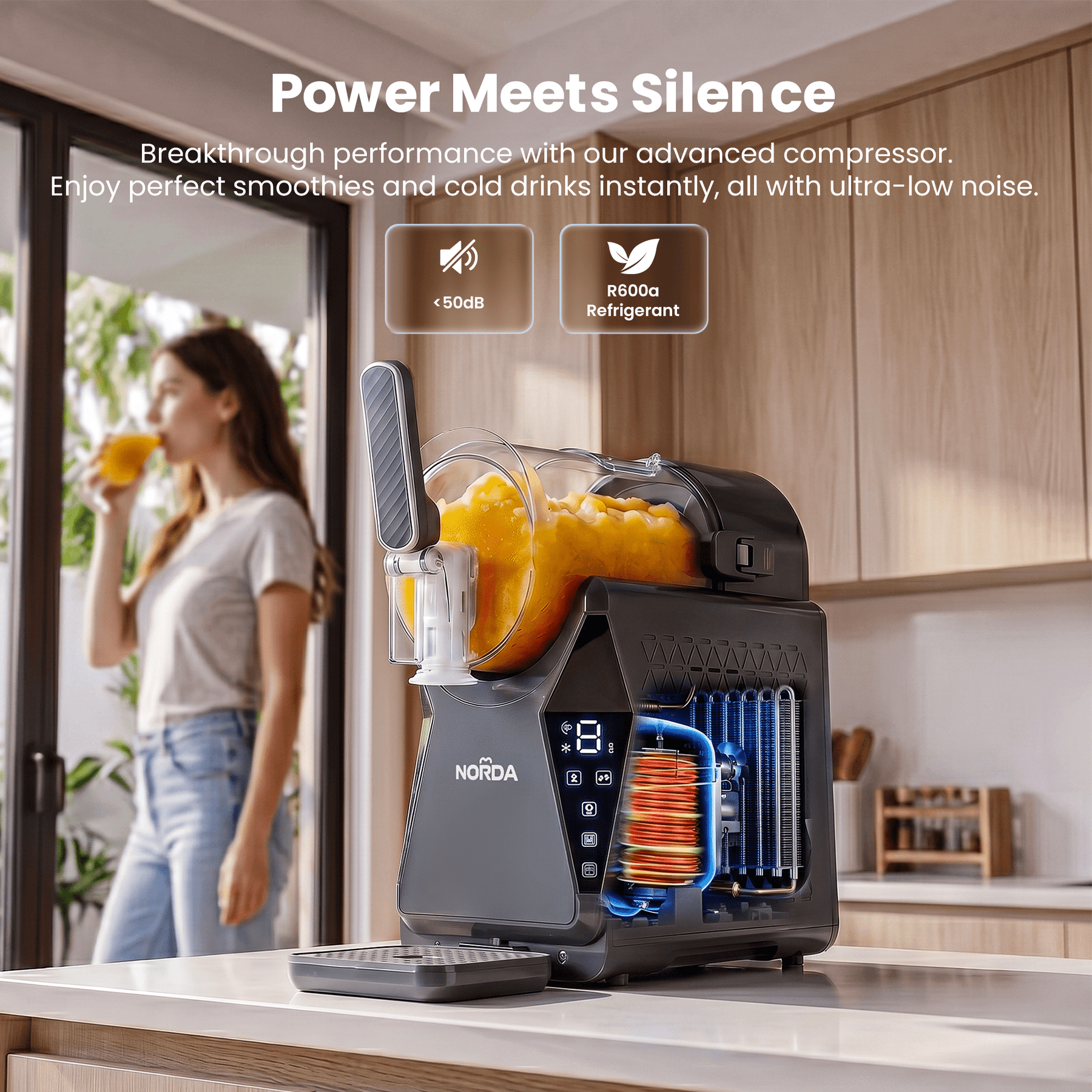 NORDA 1.3L Slushie Machine Frozen Drink Maker Slushy Ice Cream Maker No Ice Compressor Touchscreen for Home BBQ Party - SportZone.co.nz