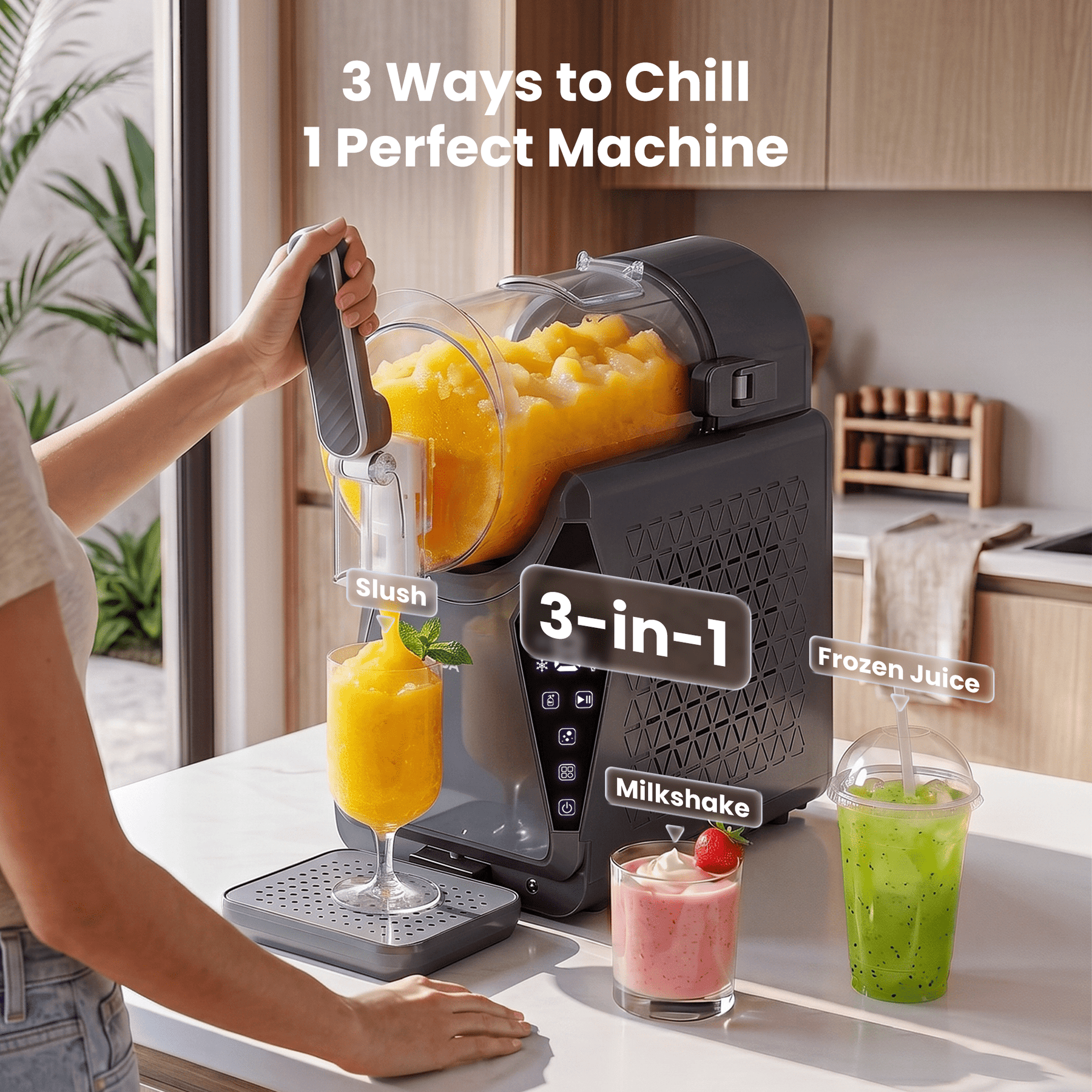 NORDA 1.3L Slushie Machine Frozen Drink Maker Slushy Ice Cream Maker No Ice Compressor Touchscreen for Home BBQ Party - SportZone.co.nz