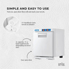 Orku 5L White Electric Hand Towel Warmer Mini UV Steriliser Cabinet Salon Heater - SportZone.co.nz