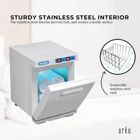 Orku 5L White Electric Hand Towel Warmer Mini UV Steriliser Cabinet Salon Heater - SportZone.co.nz