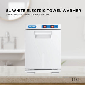 Orku 5L White Electric Hand Towel Warmer Mini UV Steriliser Cabinet Salon Heater - SportZone.co.nz