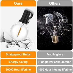 Outdoor Light Garland, 30 m with 50 plus 2 G40 LED Bulbs, IP45 Waterproof, Warm White - SportZone.co.nz