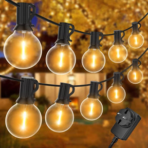Outdoor Light Garland, 30 m with 50 plus 2 G40 LED Bulbs, IP45 Waterproof, Warm White - SportZone.co.nz