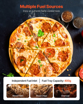 Outdoor Pizza Oven, 12 in Wood Fired Pizza Ovens, Pellet Pizza-Stove with Thermometer & Electric Rotation, Portable Pizza-Maker for Outside Backyard Patio Camping, Pizza-Stone, Carry Bag, Shovel - SportZone.co.nz