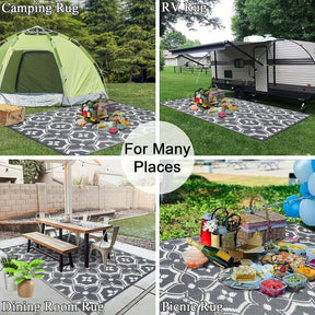 Outdoor Reversible Patio Mat Geometric Pattern - SportZone.co.nz