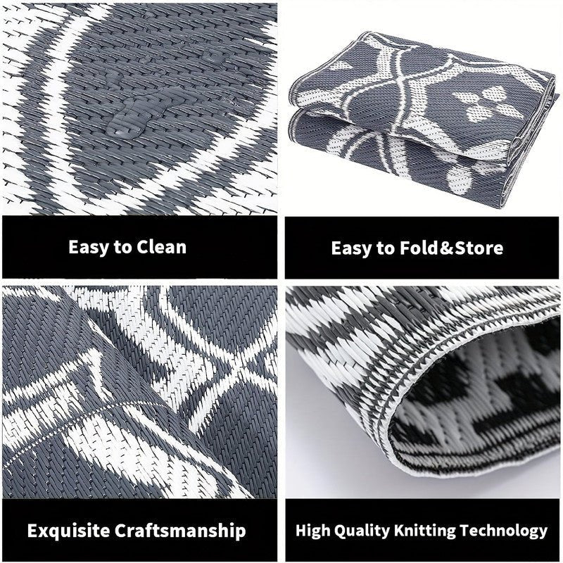 Outdoor Reversible Patio Mat Geometric Pattern - SportZone.co.nz