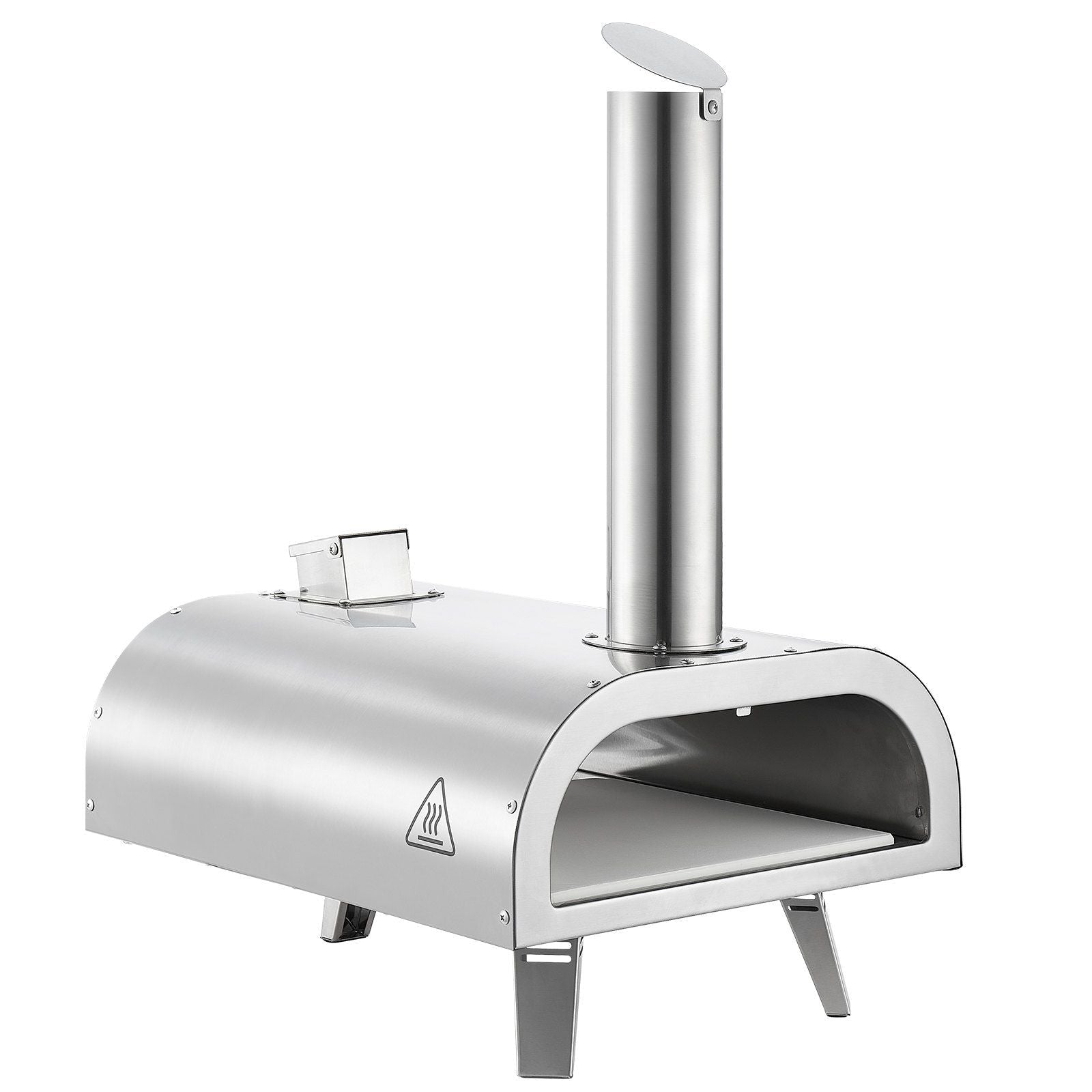 Pizza Oven Outdoor, 12" Pellet Pizza Oven, Portable Pizza-Stove with Built-in Thermometer, Wood Fired Stainless Steel Pizza-Maker, for Backyard, Camping, Pizza-Stone, Shovel, Carry Bag, Silver - SportZone.co.nz