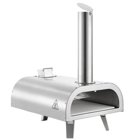 Pizza Oven Outdoor, 12" Pellet Pizza Oven, Portable Pizza-Stove with Built-in Thermometer, Wood Fired Stainless Steel Pizza-Maker, for Backyard, Camping, Pizza-Stone, Shovel, Carry Bag, Silver - SportZone.co.nz