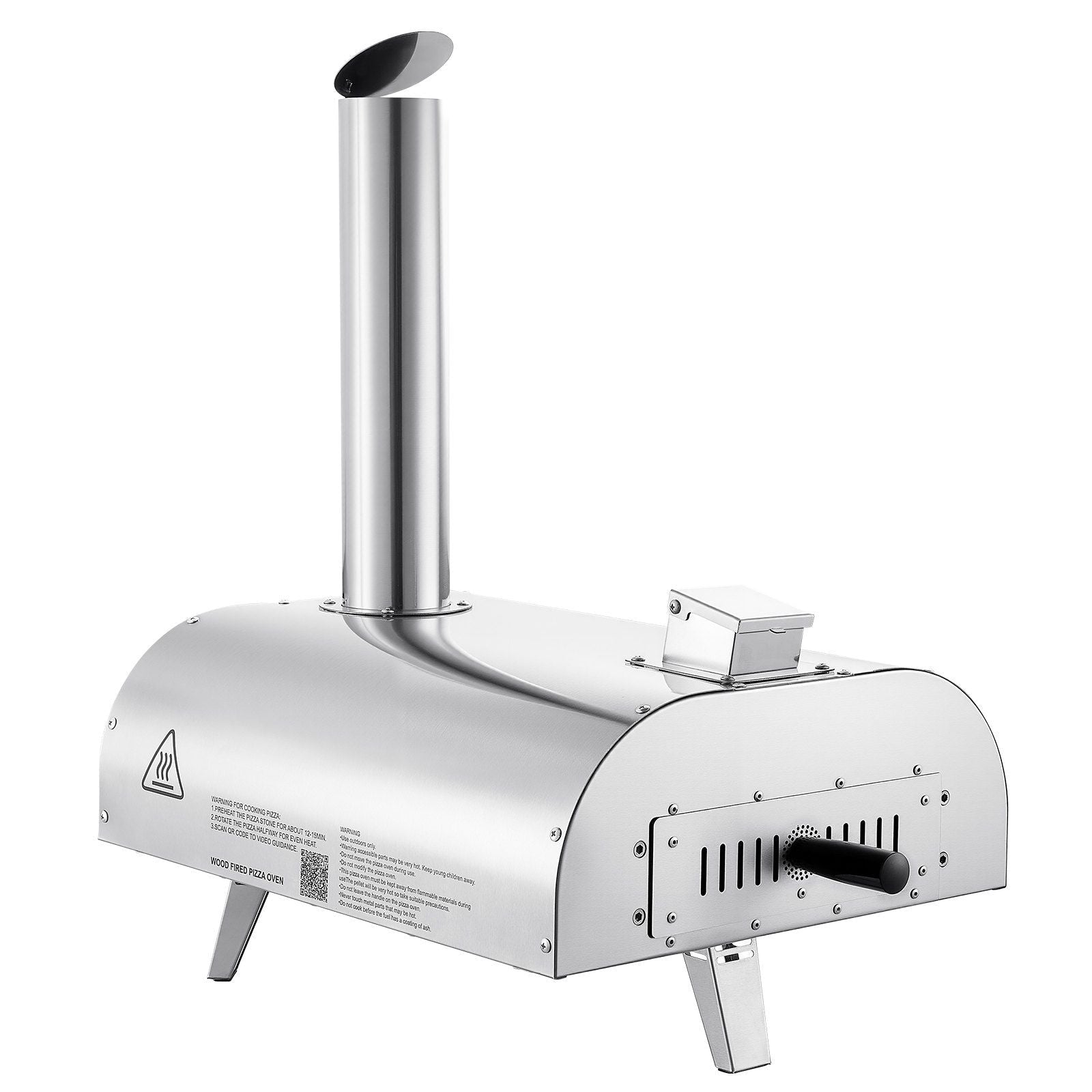 Pizza Oven Outdoor, 12" Pellet Pizza Oven, Portable Pizza-Stove with Built-in Thermometer, Wood Fired Stainless Steel Pizza-Maker, for Backyard, Camping, Pizza-Stone, Shovel, Carry Bag, Silver - SportZone.co.nz