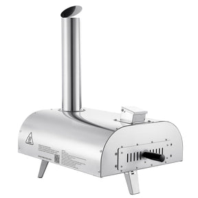 Pizza Oven Outdoor, 12" Pellet Pizza Oven, Portable Pizza-Stove with Built-in Thermometer, Wood Fired Stainless Steel Pizza-Maker, for Backyard, Camping, Pizza-Stone, Shovel, Carry Bag, Silver - SportZone.co.nz