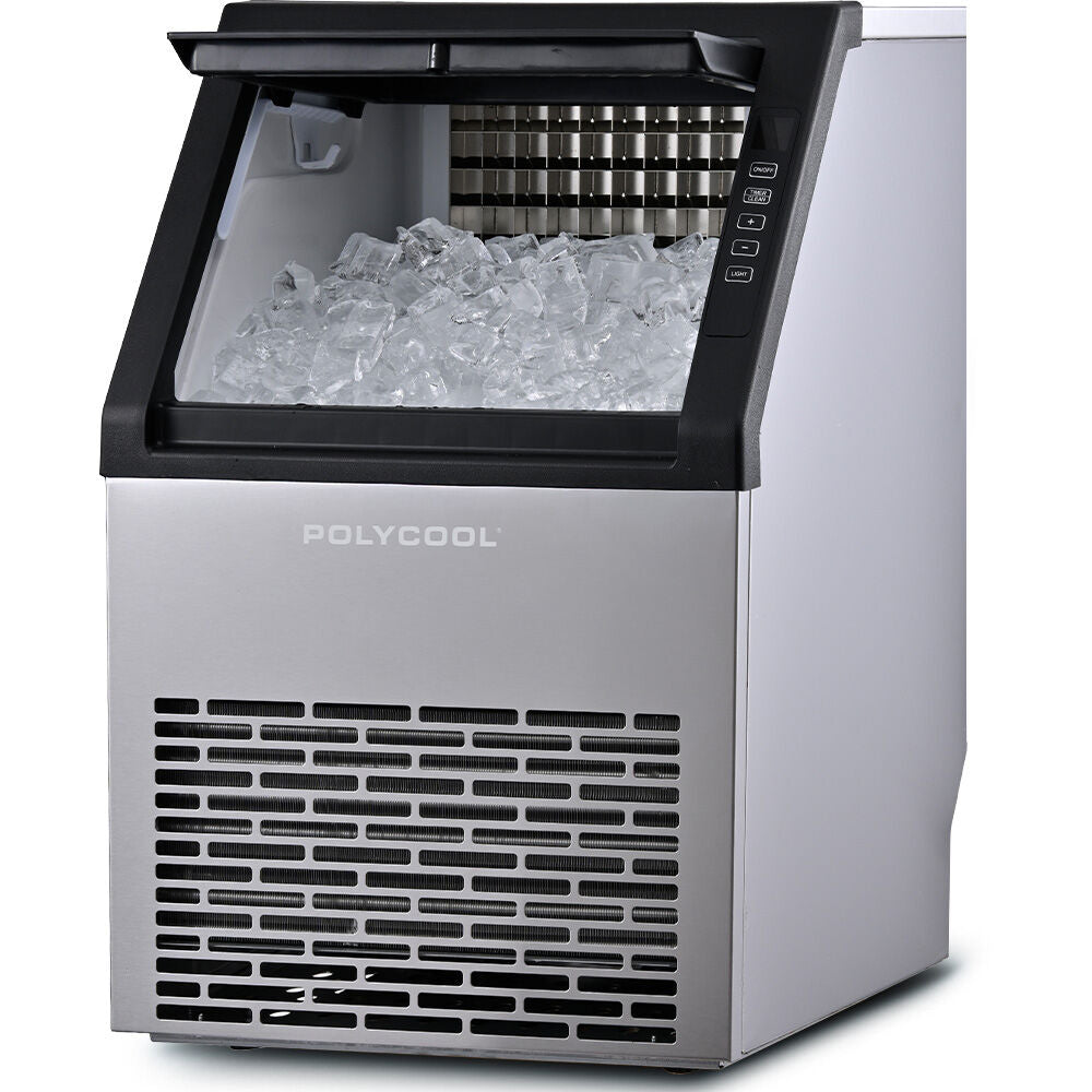 POLYCOOL Commercial Ice Maker 45kg/24hr | Self-Cleaning Ice Machine with Timer - SportZone.co.nz