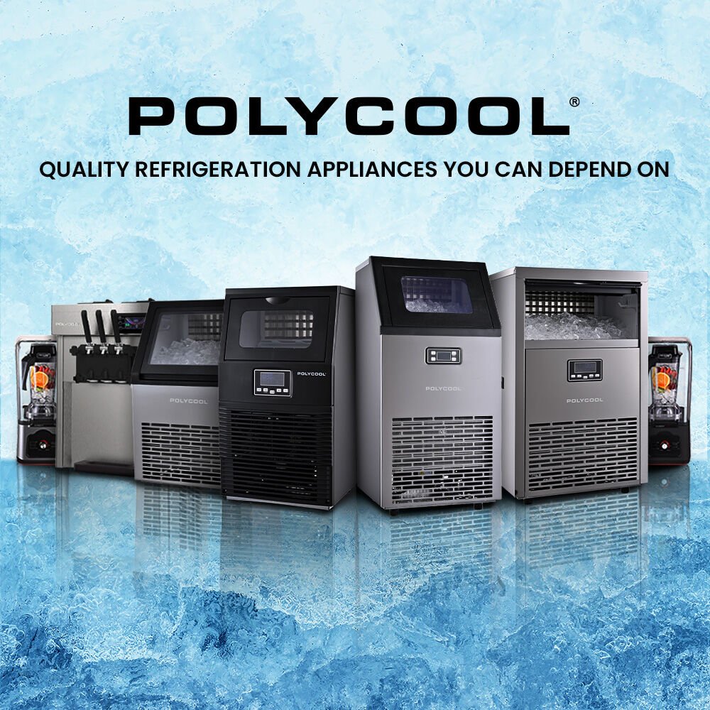 POLYCOOL Commercial Ice Maker 45kg/24hr | Self-Cleaning Ice Machine with Timer - SportZone.co.nz