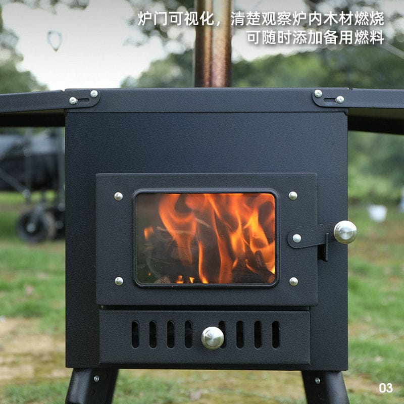Portable Foldable Carbon Steel Firewood Stove: Ideal for Outdoor Courtyards, Camping, and Tents - SportZone.co.nz
