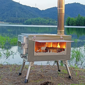 Portable Foldable Carbon Steel Firewood Stove: Ideal for Outdoor Courtyards, Camping, and Tents - SportZone.co.nz
