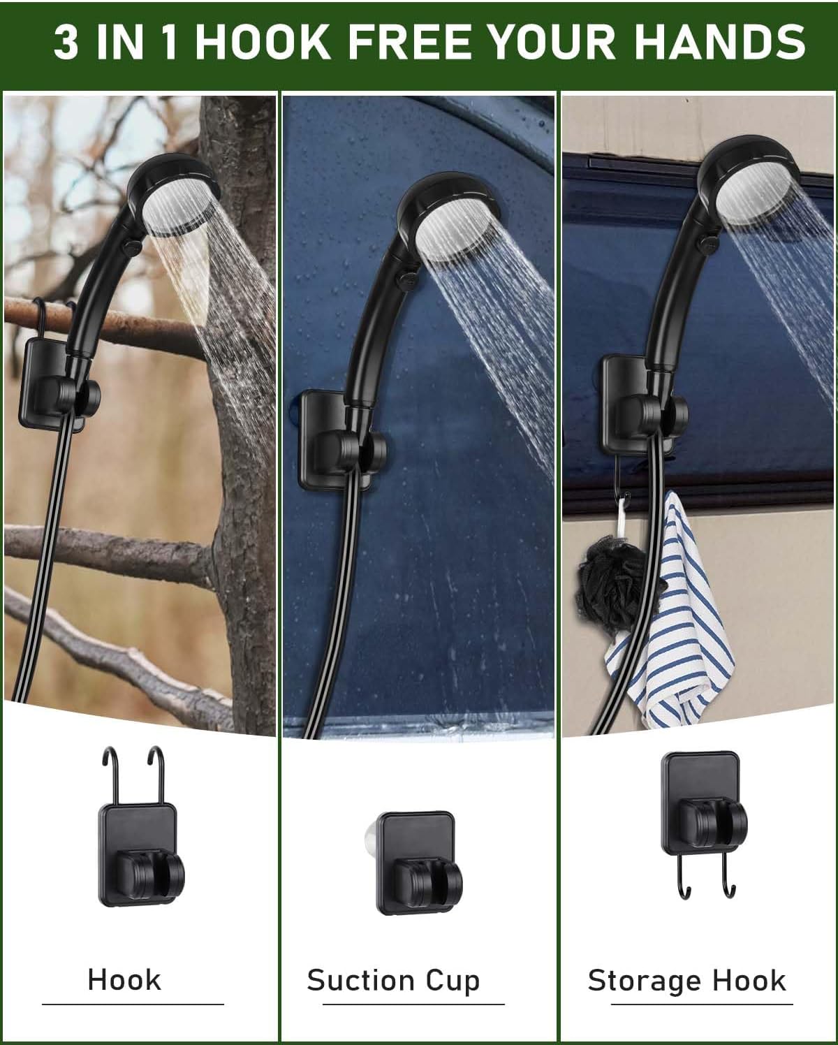 Portable Shower Pump with Rechargeable 6000mAh Battery - Outdoor Shower IPX7 Waterproof - With Temperature Display - Suitable for Camping, Car Washing and Pet Washing (Gray) - SportZone.co.nz