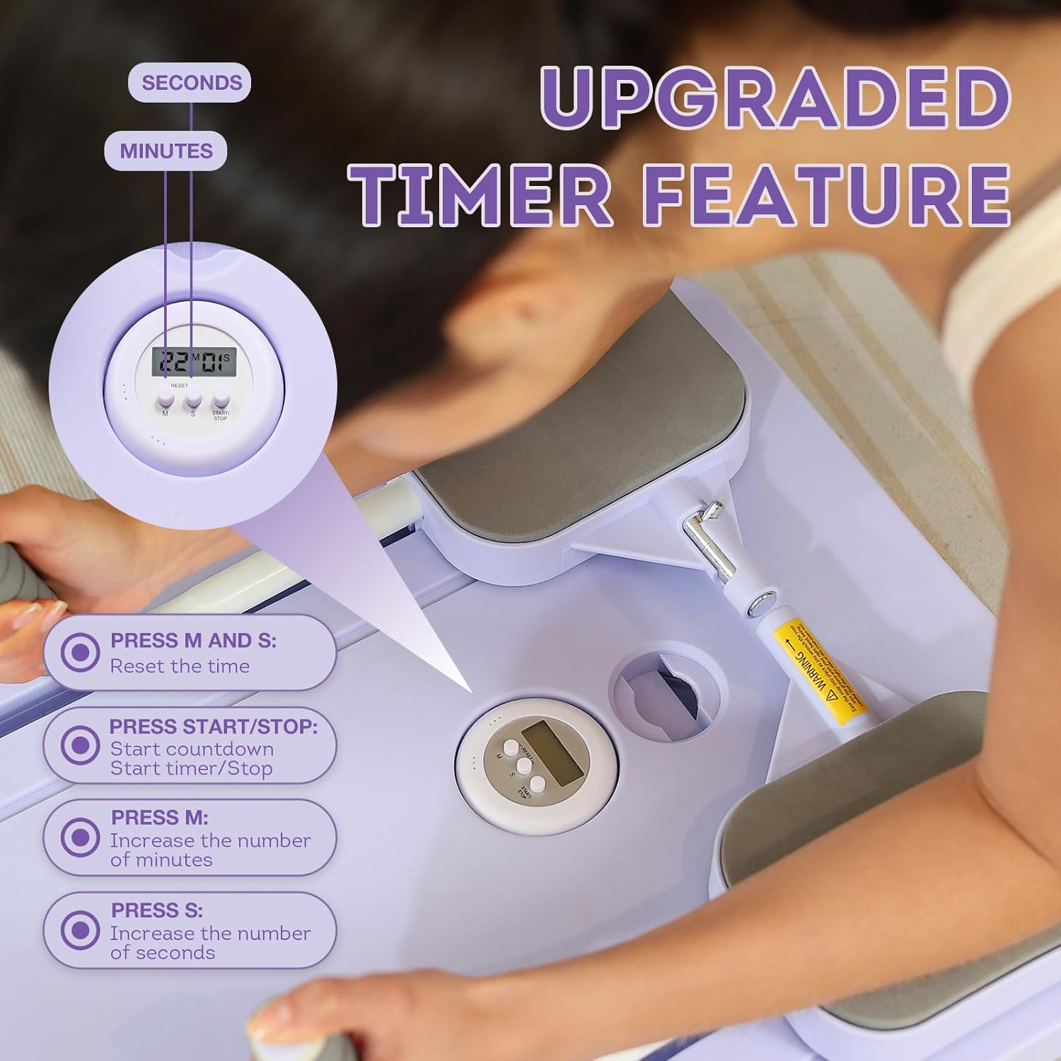 Purple Multi - functional Core Training Board with Digital Timer and Resistance Bands Foldable Fitness Panel for Home Abdominal and Pilates Workouts Solution - SportZone.co.nz
