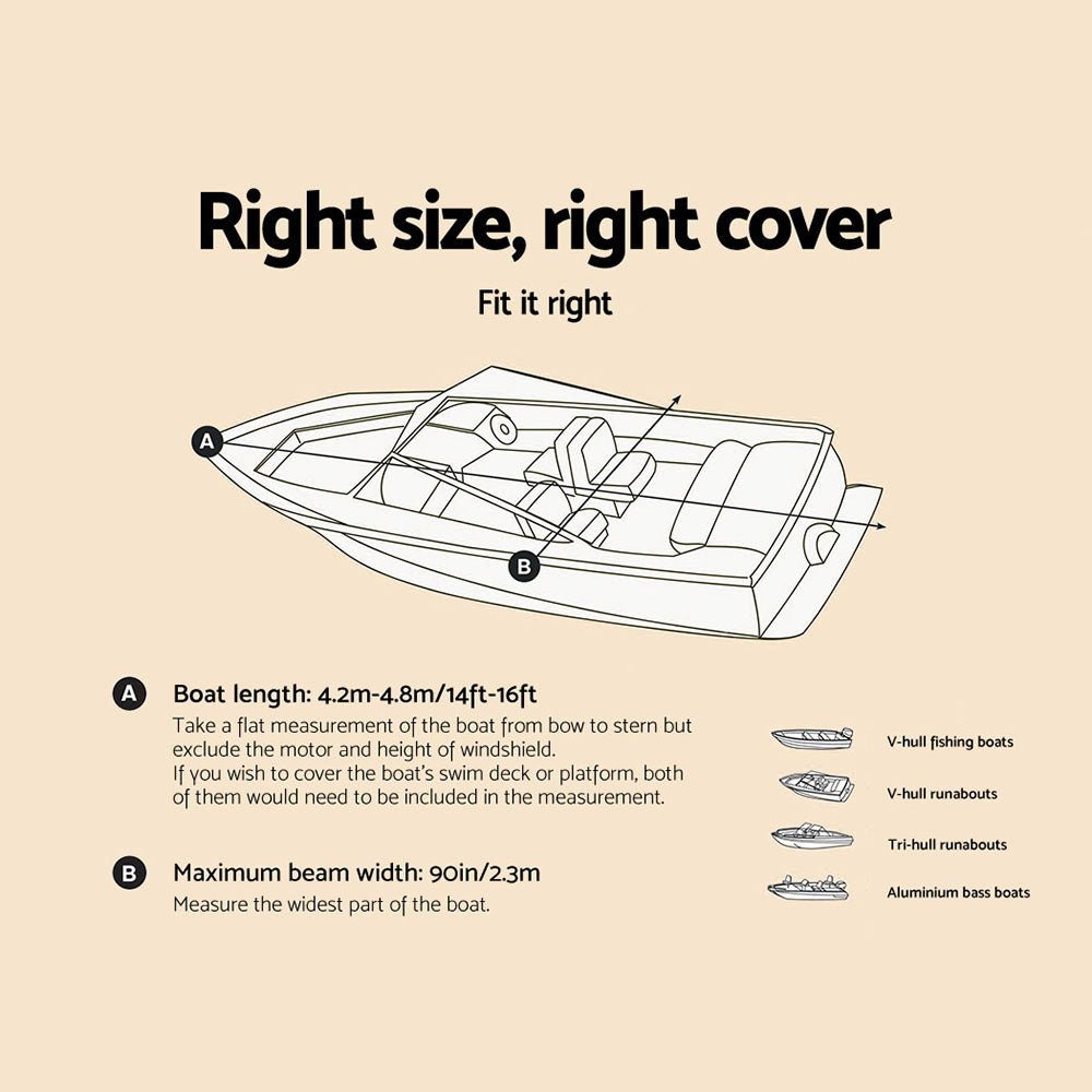 Seamanship 14 - 16ft Boat Cover Trailerable Marine Grade 600D - SportZone.co.nz