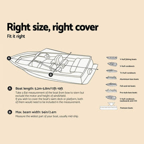 Seamanship 17 - 19ft Boat Cover Trailerable Jumbo 600D Marine Heavy Duty - SportZone.co.nz