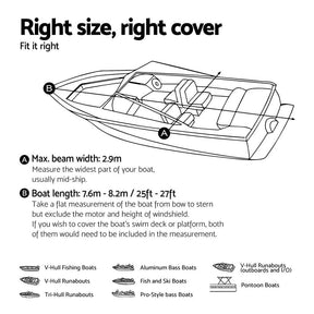 Seamanship Boat Cover 25 - 27ft Trailerable Jumbo Marine 600D Heavy Duty Black - SportZone.co.nz