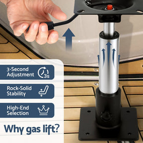 Seamanship Boat Seat Pedestal 34 - 46cm Adjustable Gas Lift 360 Degrees Swivel - SportZone.co.nz