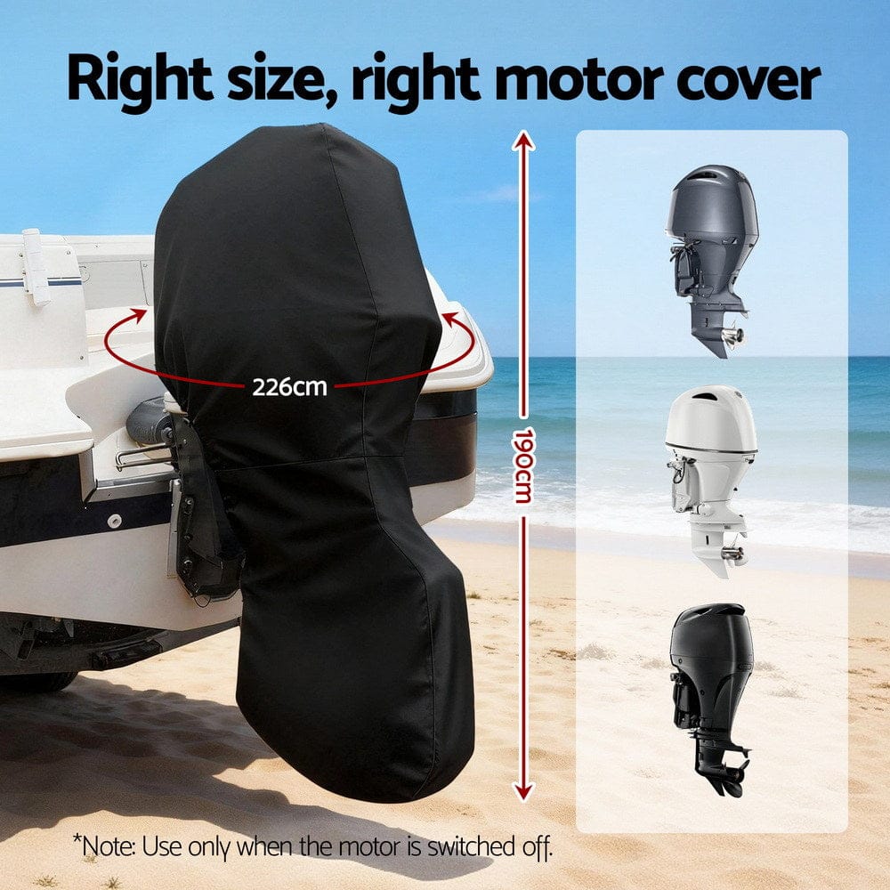 Seamanship Full Outboard Boat Motor Engine Cover Dust Rain Protection 100hp - 150hp 600D Black - SportZone.co.nz