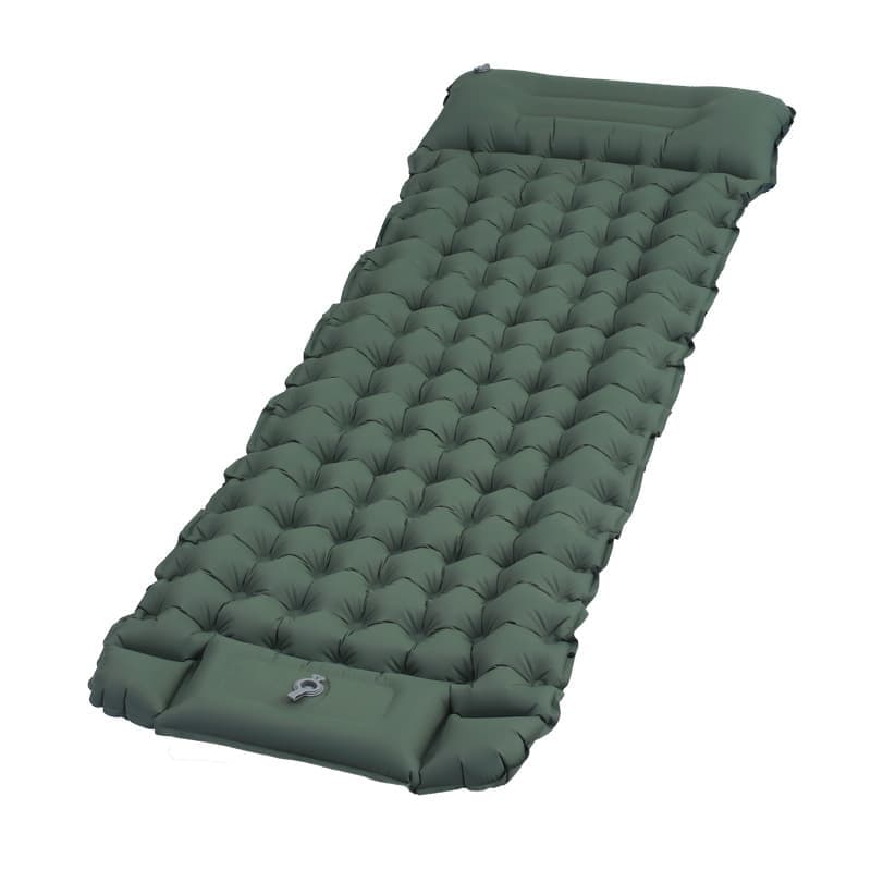 Self - inflating mattress 10cm, dark green, lightweight waterproof tear - resistant for camping beach hiking, with foot pump - SportZone.co.nz