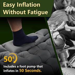 Self - inflating mattress 10cm, light blue, waterproof lightweight tear - resistant durable with foot pump for camping beach hiking - SportZone.co.nz