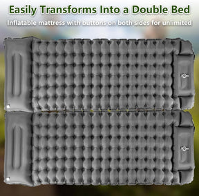 Self - inflating mattress 10cm, light blue, waterproof lightweight tear - resistant durable with foot pump for camping beach hiking - SportZone.co.nz