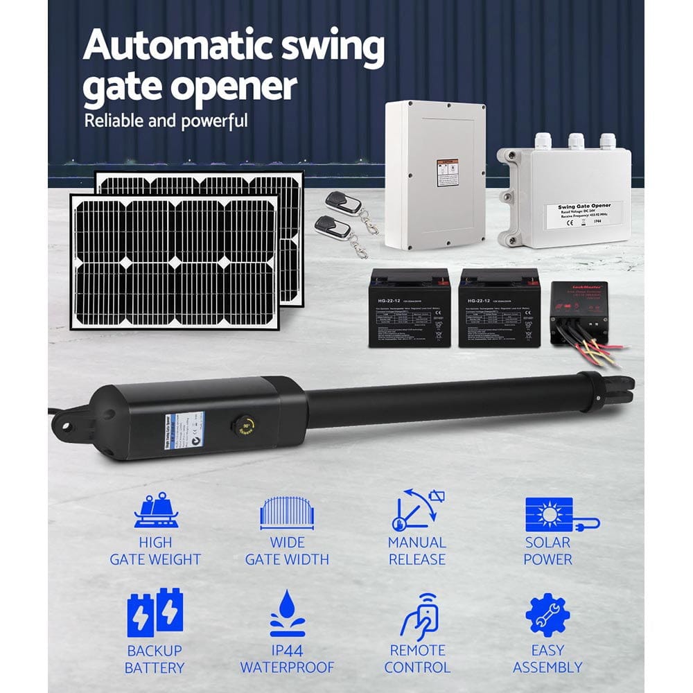Single Swing Gate Opener 600KG 40W Solar Panel - SportZone.co.nz