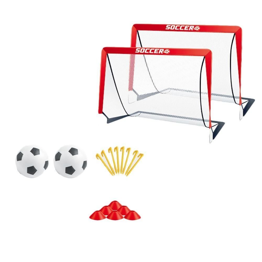 Soccer Goals for Backyard Set Outdoor Sports Games - Red Goal Frame with White Net - SportZone.co.nz