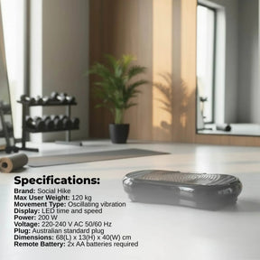 Social Hike Vibration Plate Exercise Platform - Vibrating Workout Machine Black - SportZone.co.nz