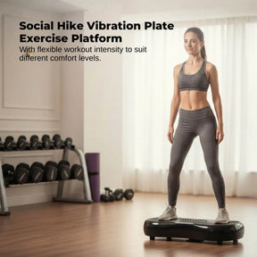Social Hike Vibration Plate Exercise Platform - Vibrating Workout Machine Black - SportZone.co.nz