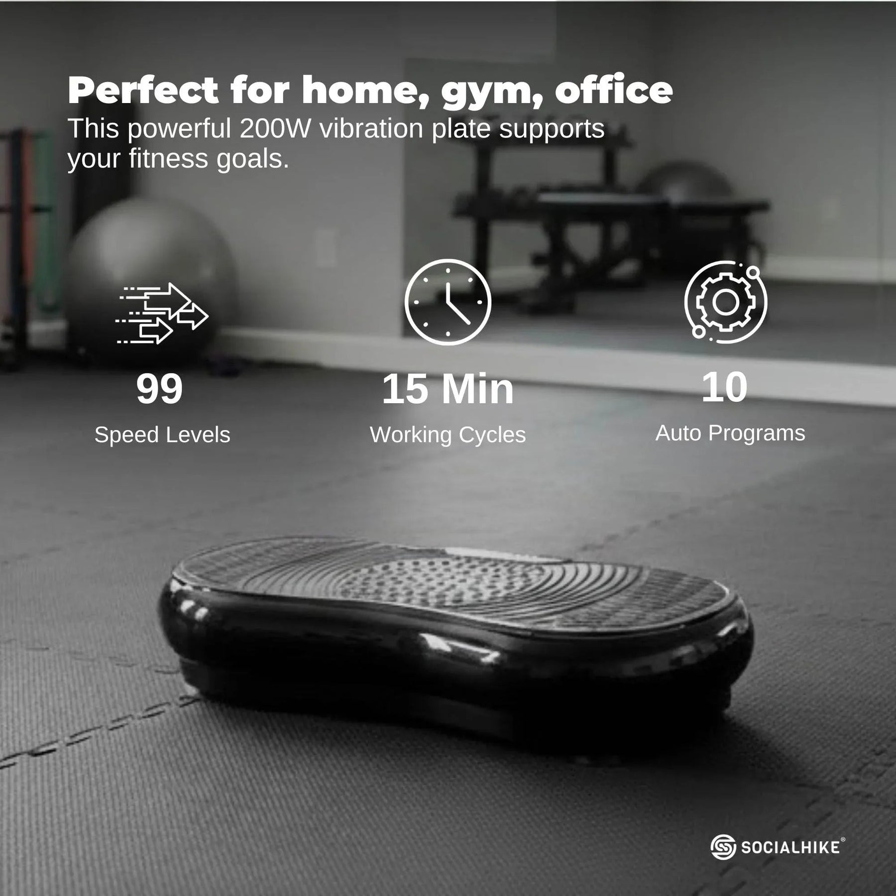 Social Hike Vibration Plate Exercise Platform - Vibrating Workout Machine Black - SportZone.co.nz