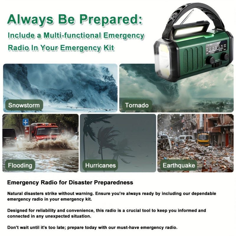 Solar Emergency Radio 10000mAh | Camping Charger - SportZone.co.nz