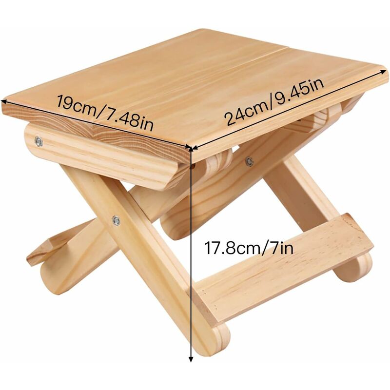 Solid Wood Folding Step Stool For Home, Play, Fishing, Garden, 24X19X17.8 Cm - SportZone.co.nz
