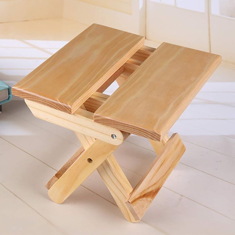 Solid Wood Folding Step Stool For Home, Play, Fishing, Garden, 24X19X17.8 Cm - SportZone.co.nz
