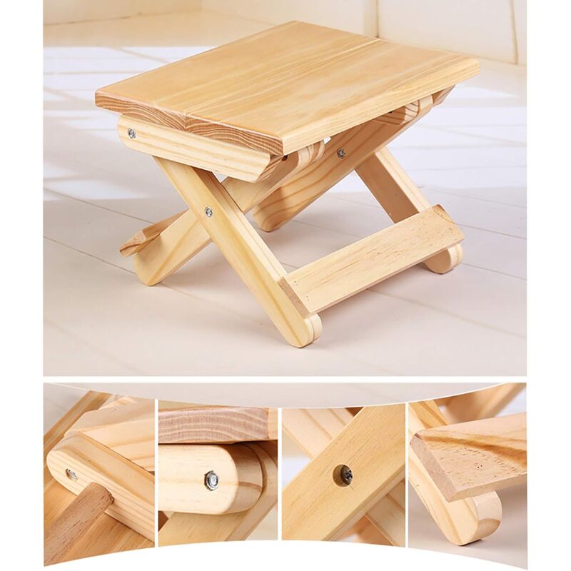 Solid Wood Folding Step Stool For Home, Play, Fishing, Garden, 24X19X17.8 Cm - SportZone.co.nz