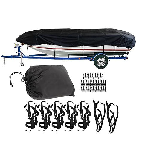 Square Boat Cover, 21-24FT (750cm x 360cm), Trailerable, Marine Grade 210D grey - SportZone.co.nz