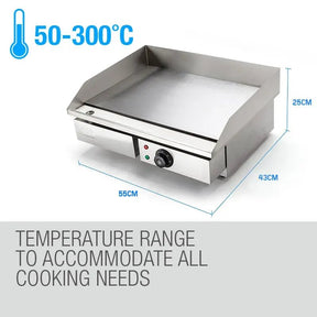 THERMOMATE Electric Griddle Grill BBQ Hot Plate Commercial Stainless Steel - SportZone.co.nz