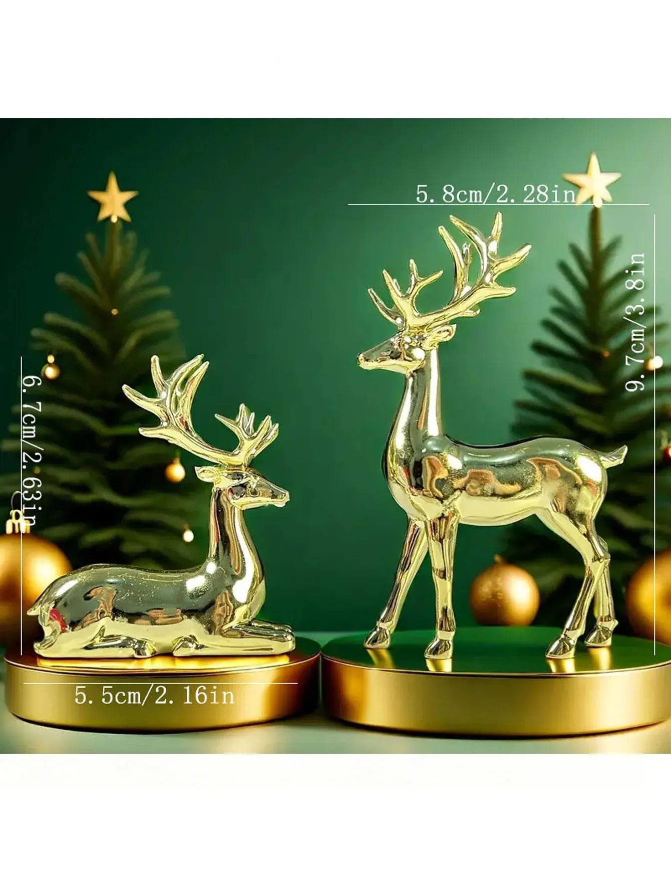 Trendbay Gold Reindeer Christmas Ornament Set of 2 - SportZone.co.nz