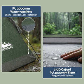 Weisshorn 1 Person Camping Tent Waterproof Hiking Vestibule Porch - SportZone.co.nz