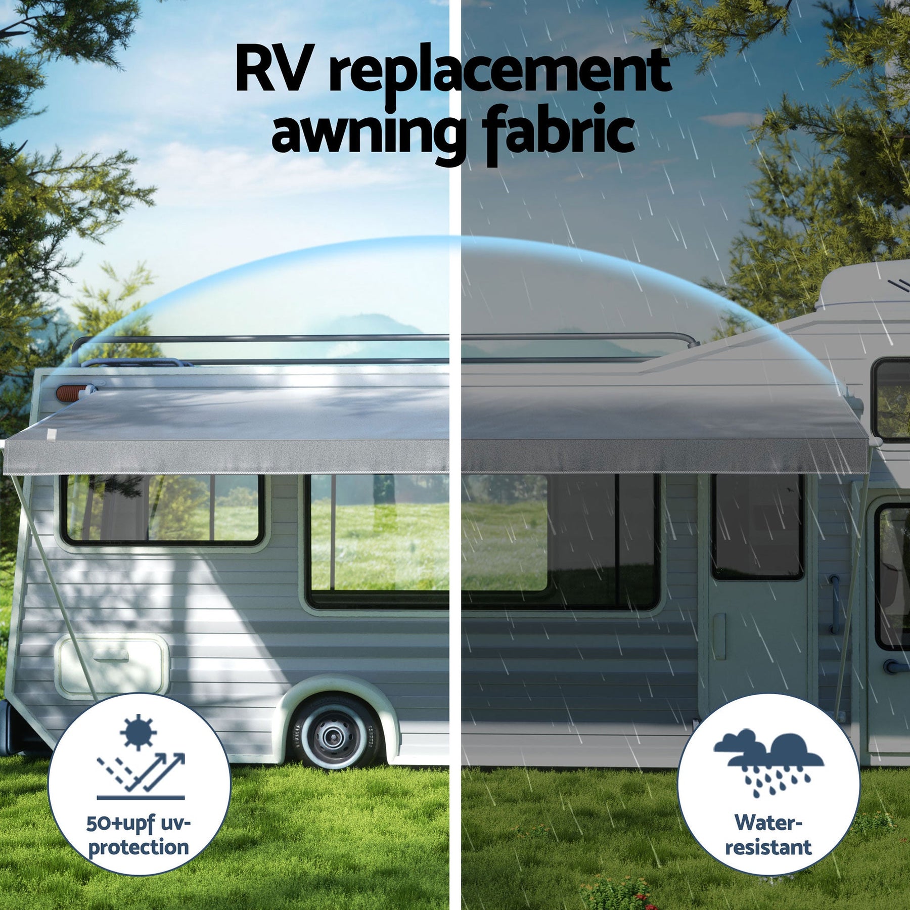Weisshorn 12ft Caravan Awning Fabric & Privacy Screen RV Roll Out Sun Shade 3.4M - SportZone.co.nz