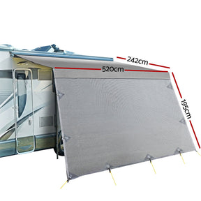 Weisshorn 18ft Caravan Awning Fabric & Privacy Screen RV Roll Out Sun Shade 5.2M - SportZone.co.nz