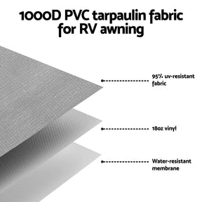 Weisshorn 18ft Caravan Awning Fabric & Privacy Screen RV Roll Out Sun Shade 5.2M - SportZone.co.nz