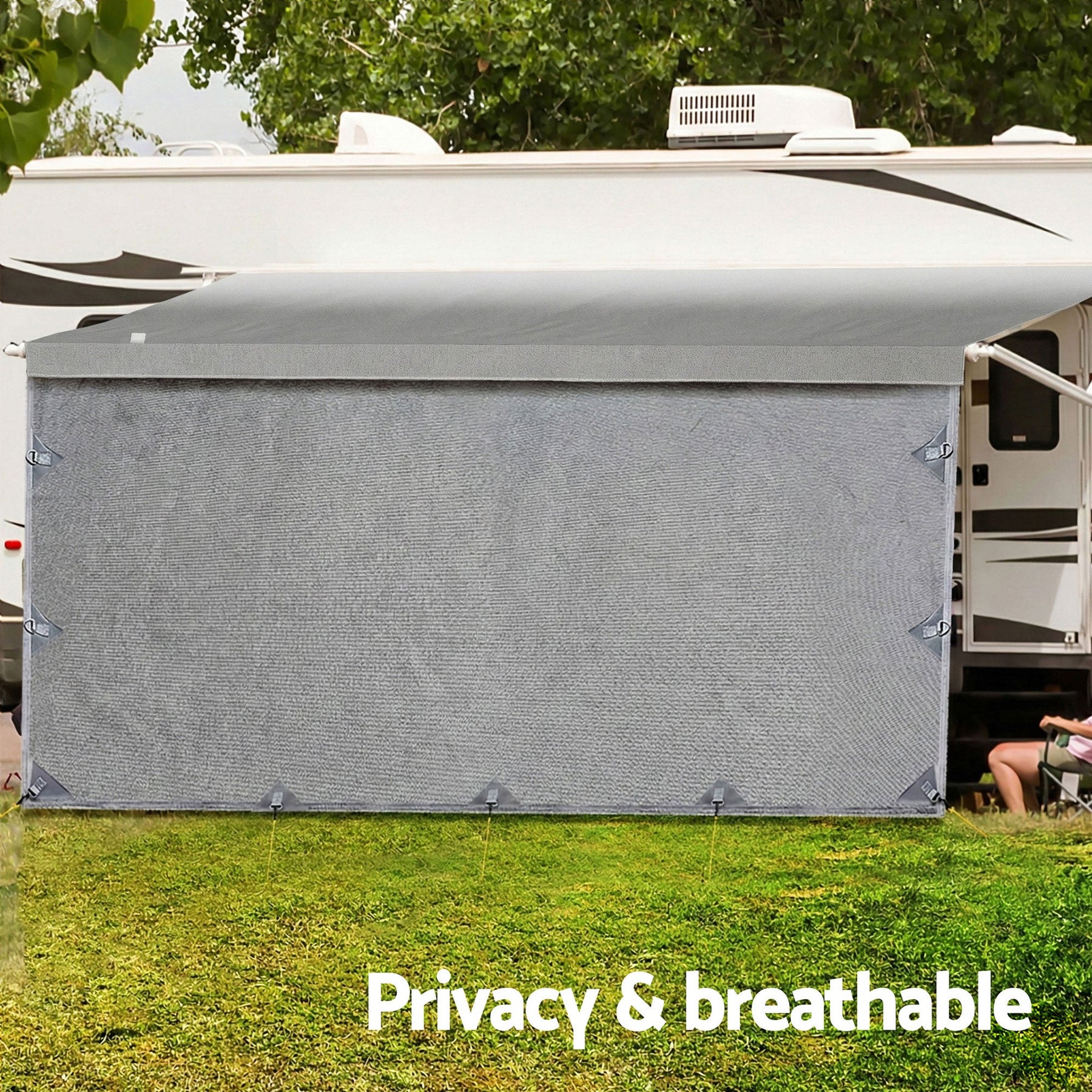 Weisshorn 18ft Caravan Awning Fabric & Privacy Screen RV Roll Out Sun Shade 5.2M - SportZone.co.nz