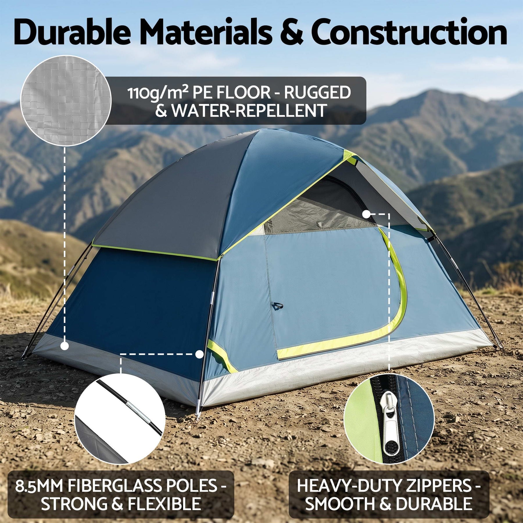 Weisshorn 2 Person Camping Dome Tent Lightweight Waterproof Outdoor Hiking - SportZone.co.nz