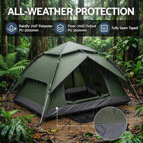 Weisshorn 2 Person Camping Tent Automatic Pop Up Water Repellent Shade Outdoor - SportZone.co.nz