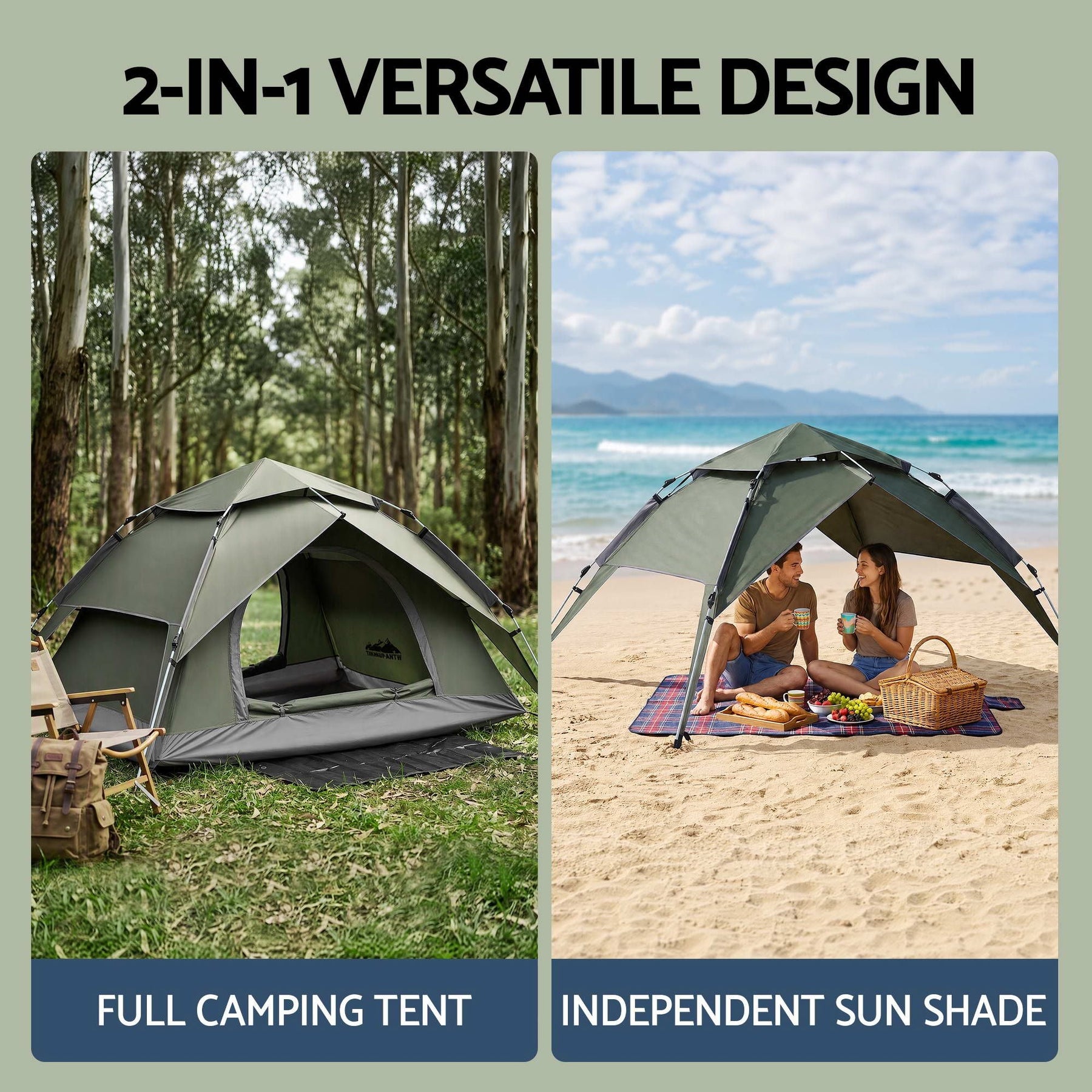 Weisshorn 2 Person Camping Tent Automatic Pop Up Water Repellent Shade Outdoor - SportZone.co.nz