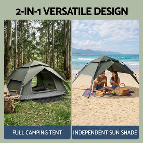 Weisshorn 2 Person Camping Tent Automatic Pop Up Water Repellent Shade Outdoor - SportZone.co.nz